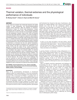 Thermal Variation, Thermal Extremes and the Physiological Performance of Individuals W