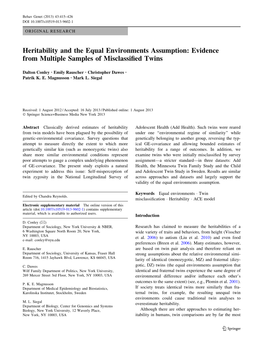 Heritability and the Equal Environments Assumption: Evidence from Multiple Samples of Misclassiﬁed Twins