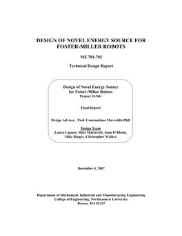 Design of Novel Energy Source for Foster-Miller Robots