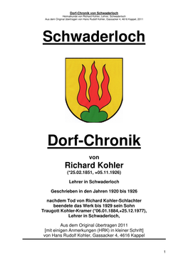 Schwaderlocher DORF-CHRONIK Von