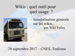 Wikis : Quel Outil Pour