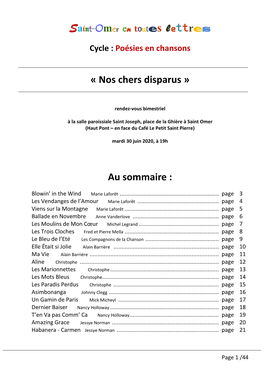 Saint-Omer En Toutes Lettres « Nos Chers Disparus » Au Sommaire