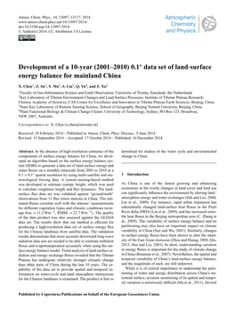 Article Is Available Online Land Surface Evaporation by Four Schemes and Comparison with at Doi:10.5194/Acp-14-13097-2014-Supplement