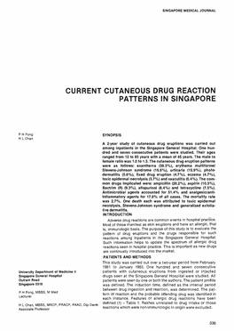 Current Cutaneous Drug Reaction Patterns in Singapore