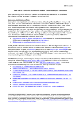 IDSN June 2015 1 IDSN Note on Caste-Based Discrimination in Africa