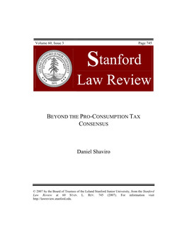 Beyond the Pro-Consumption Tax Consensus