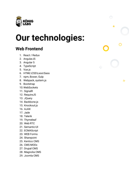Our Technologies: Web Frontend