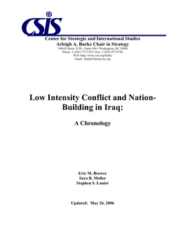 Low Intensity Conflict and Nation- Building in Iraq