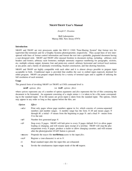 NROFF⁄TROFF User's Manual