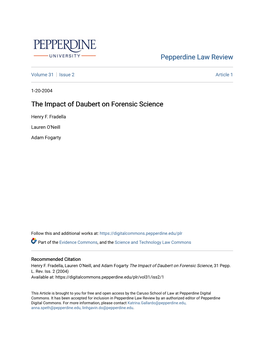 The Impact of Daubert on Forensic Science