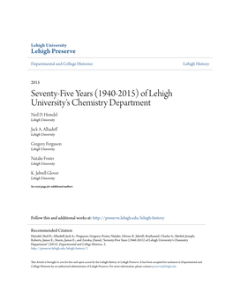 Of Lehigh University's Chemistry Department Ned D
