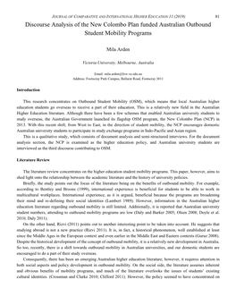 Discourse Analysis of the New Colombo Plan Funded Australian Outbound Student Mobility Programs