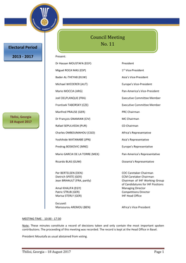 Council Meeting No. 11 Electoral Period