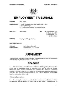 Employment Tribunals Judgment