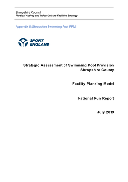 Strategic Assessment of Swimming Pool Provision Shropshire County