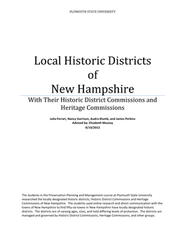 Local Historic Districts of New Hampshire with Their Historic District Commissions and Heritage Commissions
