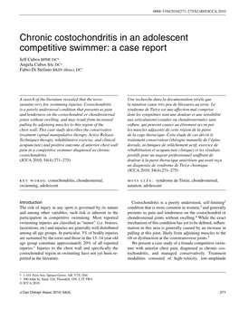 Chronic Costochondritis in an Adolescent Competitive Swimmer: a Case Report