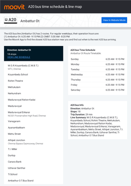 A20 Bus Time Schedule & Line Route