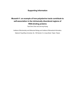 Supporting Information Musashi-1: an Example of How Polyalanine Tracts