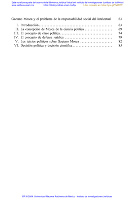 Gaetano Mosca Y El Problema De La Responsabilidad Social Del Intelectual 63 I