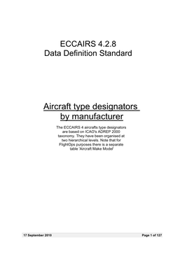Aircraft Type Designators by Manufacturer