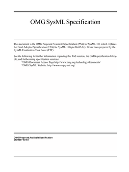 OMG Sysml Specification