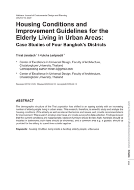 Housing Conditions and Improvement Guidelines for the Elderly Living In