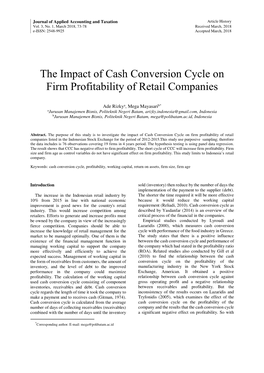 The Impact of Cash Conversion Cycle on Firm Profitability of Retail Companies
