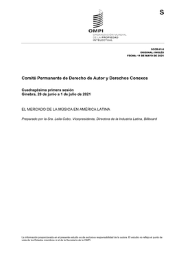 Comité Permanente De Derecho De Autor Y Derechos Conexos