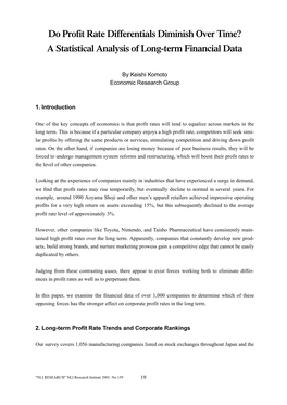 Do Profit Rate Differentials Diminish Over Time? a Statistical Analysis of Long-Term Financial Data