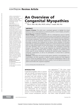 An Overview of Congenital Myopathies Review Article Copyright © American Academy of Neurology