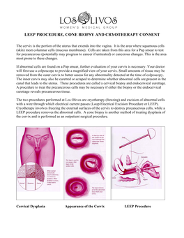 Leep Procedure, Cone Biopsy and Cryotherapy Consent