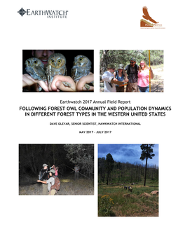 Following Forest Owl Community and Population Dynamics in Different Forest Types in the Western United States