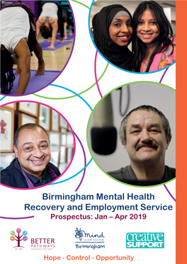 Birmingham Mental Health Recovery and Employment Service Prospectus: Jan – Apr 2019