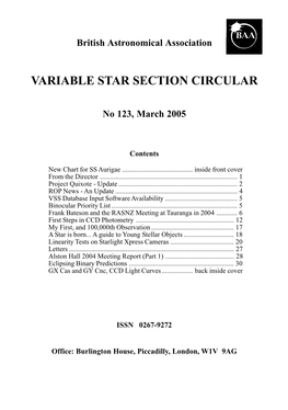 Variable Star Section Circular