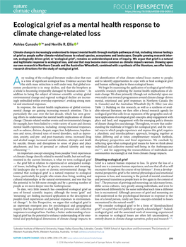 Ecological Grief As a Mental Health Response to Climate Change-Related Loss