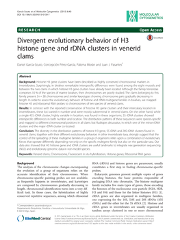 Divergent Evolutionary Behavior of H3 Histone Gene and Rdna Clusters in Venerid Clams Daniel García-Souto, Concepción Pérez-García, Paloma Morán and Juan J