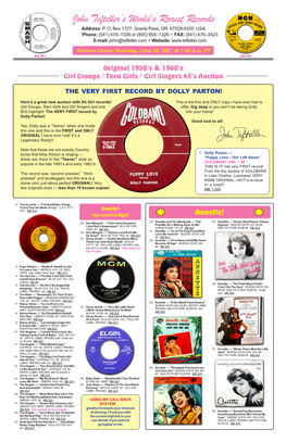 Girl Groups / Teen Girls / Girl Singers 45’S Auction