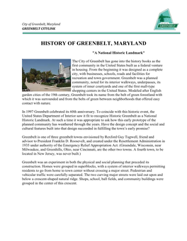 History of Greenbelt, Maryland