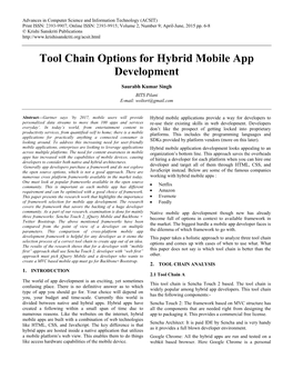 Tool Chain Options for Hybrid Mobile App Development