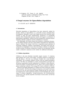 4 Fungal Enzymes for Lignocellulose Degradation