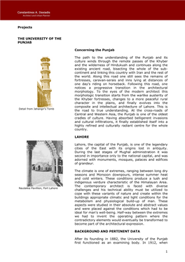 1 Projects the UNIVERSITY of the PUNJAB Concerning the Punjab