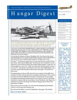 Hangar Digest Is a Publication of Th E Amc Museum Foundation, Inc