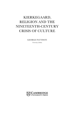 Kierkegaard, Religion and the Nineteenth-Century Crisis of Culture