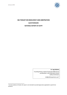 Iba Toolkit on Insolvency and Arbitration Questionnaire National Report of Egypt