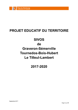 PROJET EDUCATIF DU TERRITOIRE SIVOS De Graveron-Sémerville