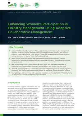 Enhancing Women's Participation in Forestry Management Using Adaptive Collaborative Management