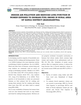Indoor Air Pollution and Reduced Lung Function in Women Exposed to Biomass Fuel Smoke in Rural Area of Sangli District (Maharashtra)