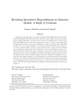 Revisiting Speculative Hyperinflations in Monetary