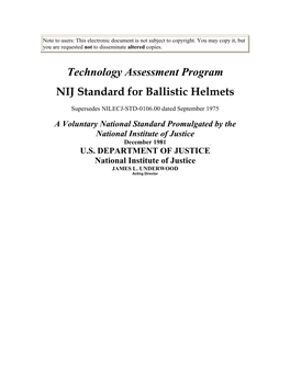 NIJ Standard-0106.01, Ballistic Helmets